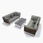 MESA DE CENTRO PARA TERRAZA ESTRUCTURA EN ALUMINIO , CUBIERTA VIDRIO PINTADO CON SIMULACION DE MARMOLIZADO, USO RESIDENCIAL, MERCANCIA NUEVA, NO TIENE MARCA NI REFERENCIA