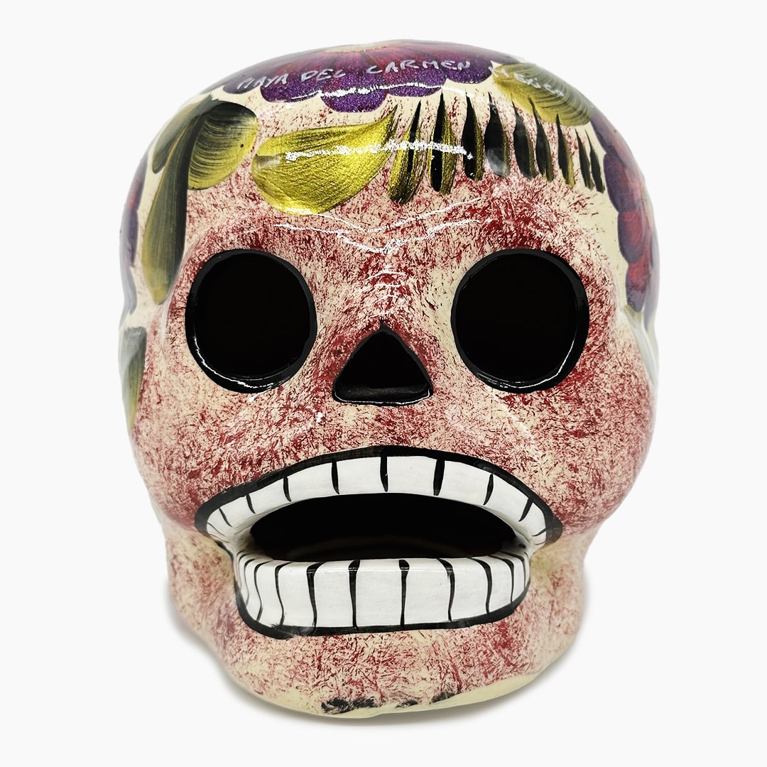 cráneo mexicano de ceramica pintado cráneo mexicano de ceramica pintado
